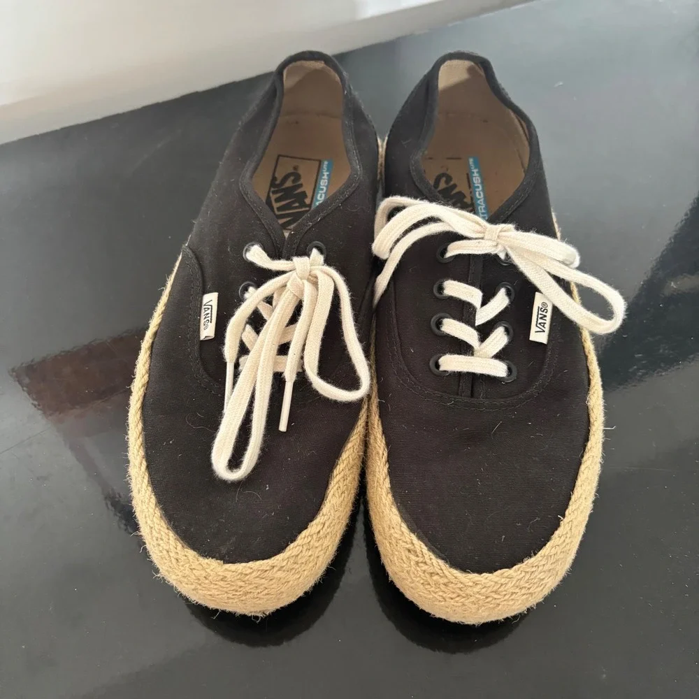 Vans Authentic Espadrille Black Canvas Low Top Sneakers UltraCush Women 8 721454